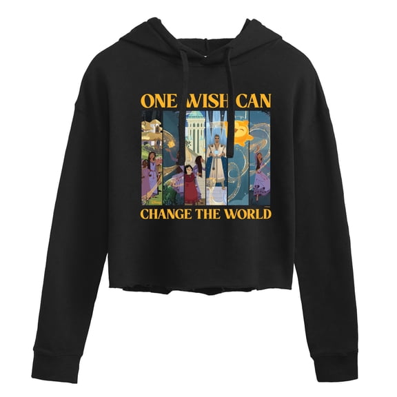 Disney Wish - One Wish Can Change The World - Juniors Cropped Pullover Hoodie
