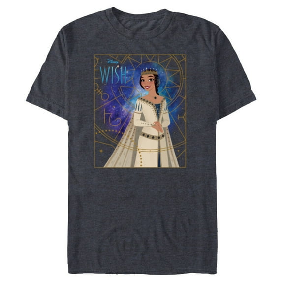Disney Wish Queen Amaya of Rosas Storybook Art - Short Sleeve Blended T-Shirt for Adults - Customized-Navy Heather