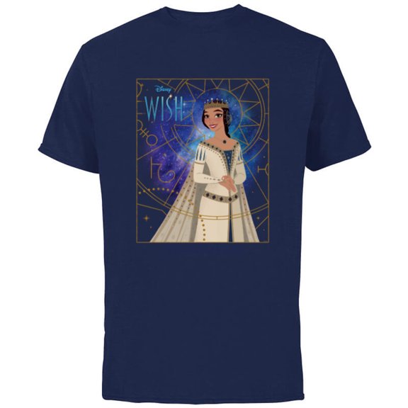 Disney Wish Queen Amaya of Rosas Storybook Art - Short Sleeve Cotton T-Shirt for Adults - Customized-Navy