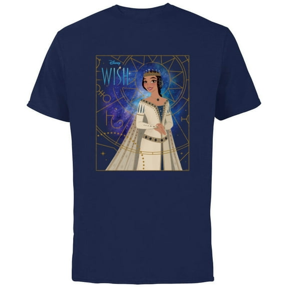 Disney Wish Queen Amaya of Rosas Storybook Art - Short Sleeve Cotton T-Shirt for Adults - Customized-Navy