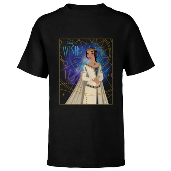Disney Wish Queen Amaya of Rosas Storybook Art - Short Sleeve T-Shirt for Kids - Customized-Black