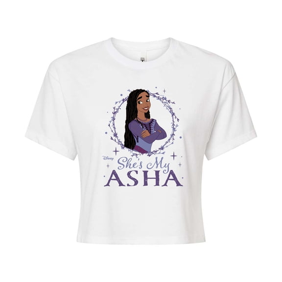 Disney Wish - Shes My Asha - Juniors Cropped Cotton Blend T-Shirt