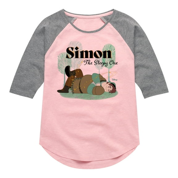 Disney Wish - Simon The Sleepy One - Toddler & Youth Girls Raglan Graphic T-Shirt