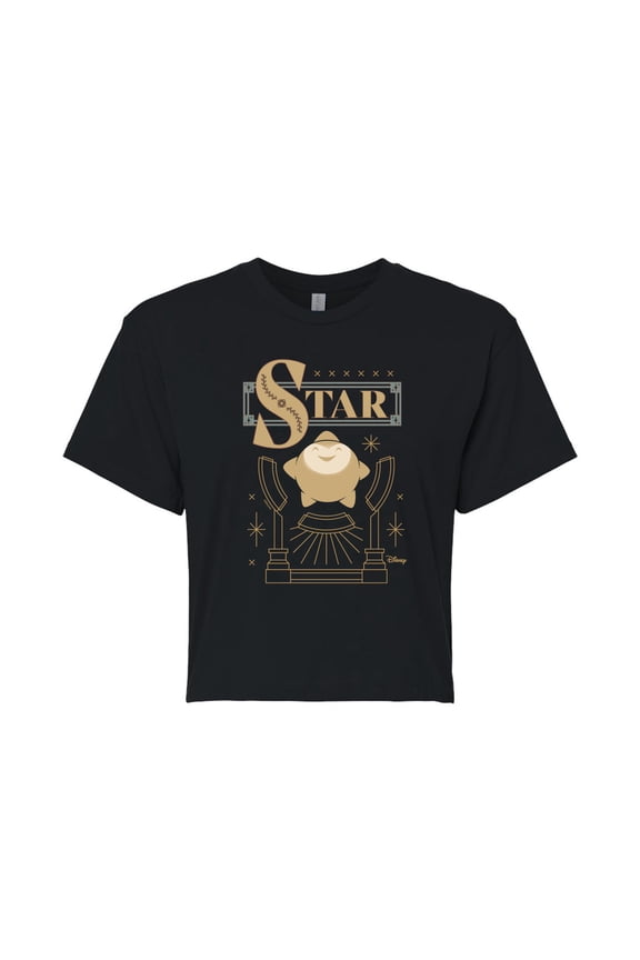 Wish - Star Badge  - Juniors Cropped Cotton Blend T-Shirt
