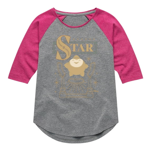 Disney Wish - Star Badge - Toddler & Youth Girls Raglan Graphic T-Shirt