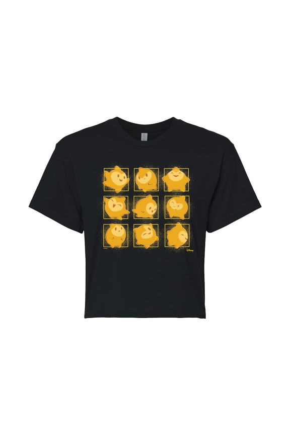 Wish - Star Face Grid - Juniors Cropped Cotton Blend T-Shirt