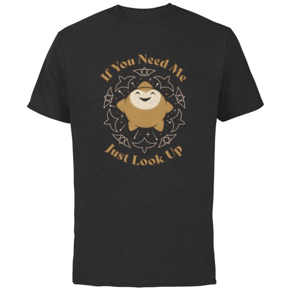Disney Wish Star If You Need Me Just Look Up - Short Sleeve Cotton T-Shirt for Adults - Customized-Black