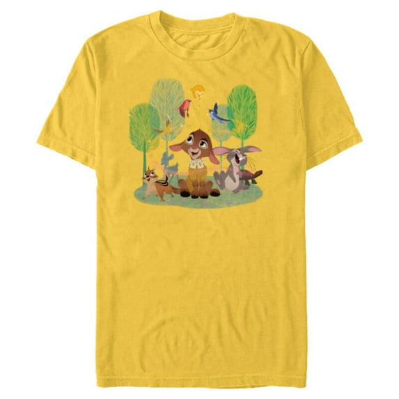 Disney Wish Star and Valentino Animal Friends - Short Sleeve Blended T-Shirt for Adults - Customized-Yellow
