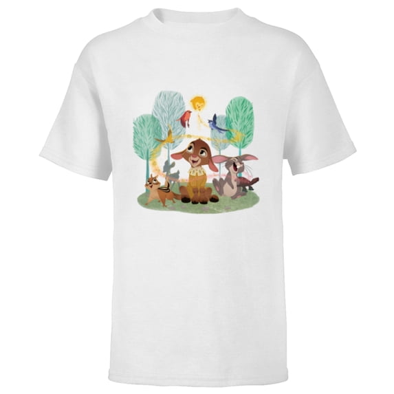 Disney Wish Star and Valentino Animal Friends - Short Sleeve T-Shirt for Kids - Customized-White