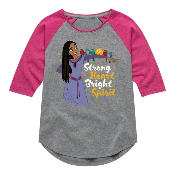 Disney Wish - Strong Heart Bright Spirit - Toddler & Youth Girls Raglan Graphic T-Shirt