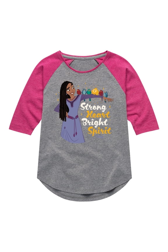 Wish - Strong Heart Bright Spirit - Toddler & Youth Girls Raglan Graphic T-Shirt