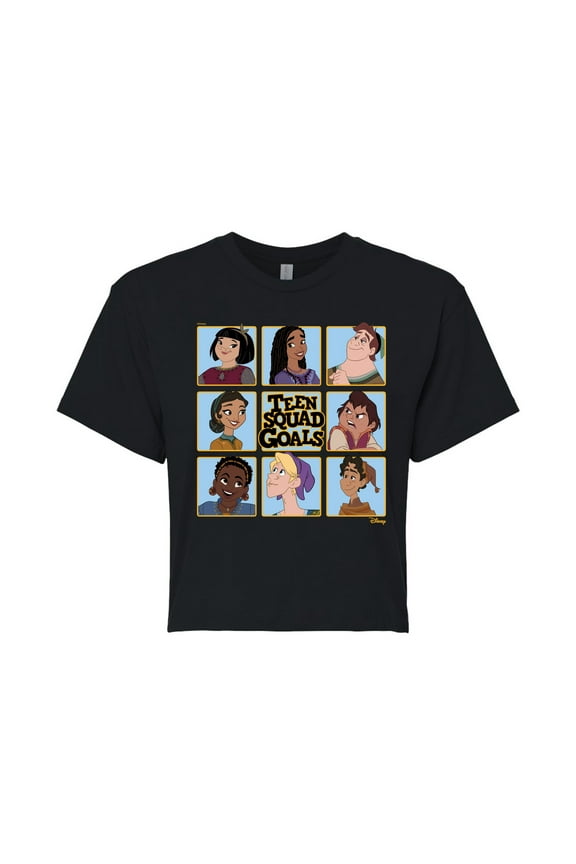 Wish - Teen Squad Goals Grid - Juniors Cropped Cotton Blend T-Shirt