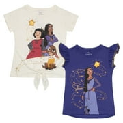 Disney Wish Time to Shine Girl’s 2-Pack Short Sleeve Tshirt Bundle Set for Kids (Sizes 5-12)
