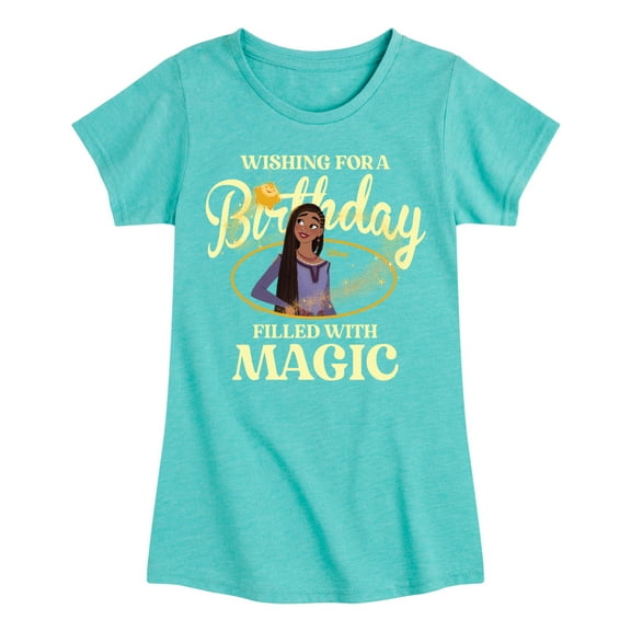 Disney - Wish - Wishing Birthday - Toddler and Youth Girls Fitted Short Sleeve T-Shirt