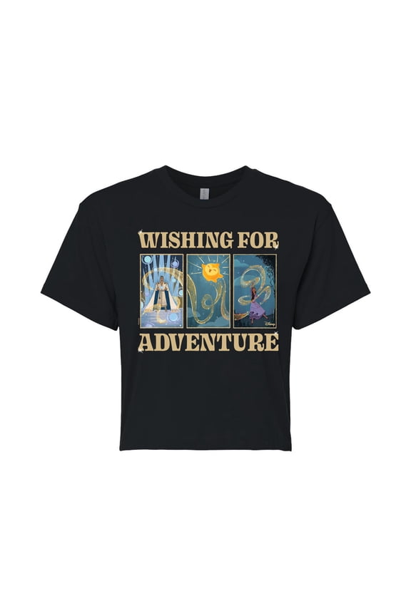 Wish - Wishing For Adventure Grid - Juniors Cropped Cotton Blend T-Shirt