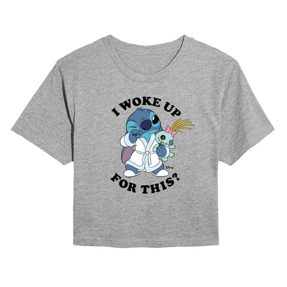 Disney - Woke Up - Juniors Cropped Short Sleeve Graphic T-Shirt