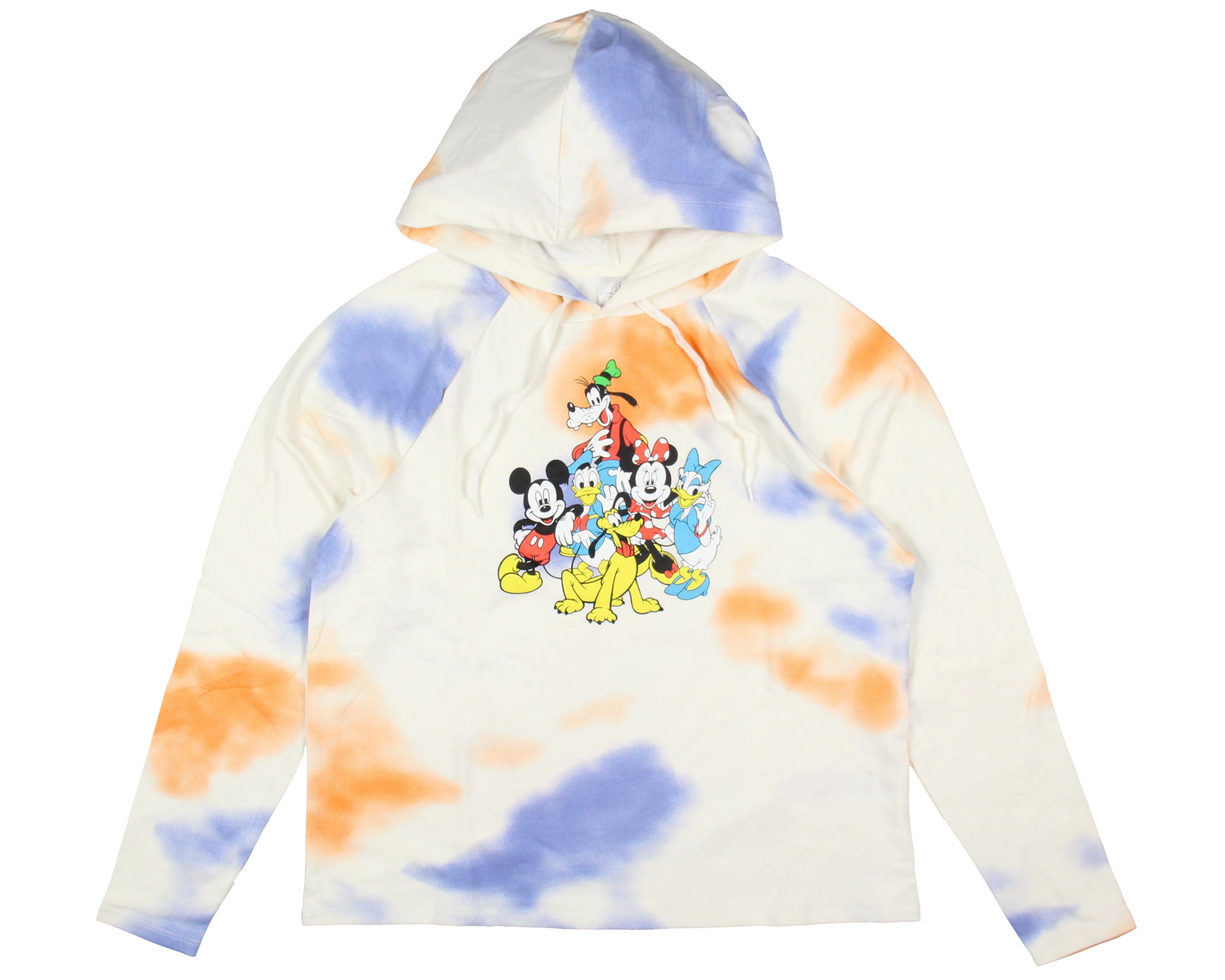 Disney Woman's Retro Mickey and Friends Tie-Dye Cropped Hooded