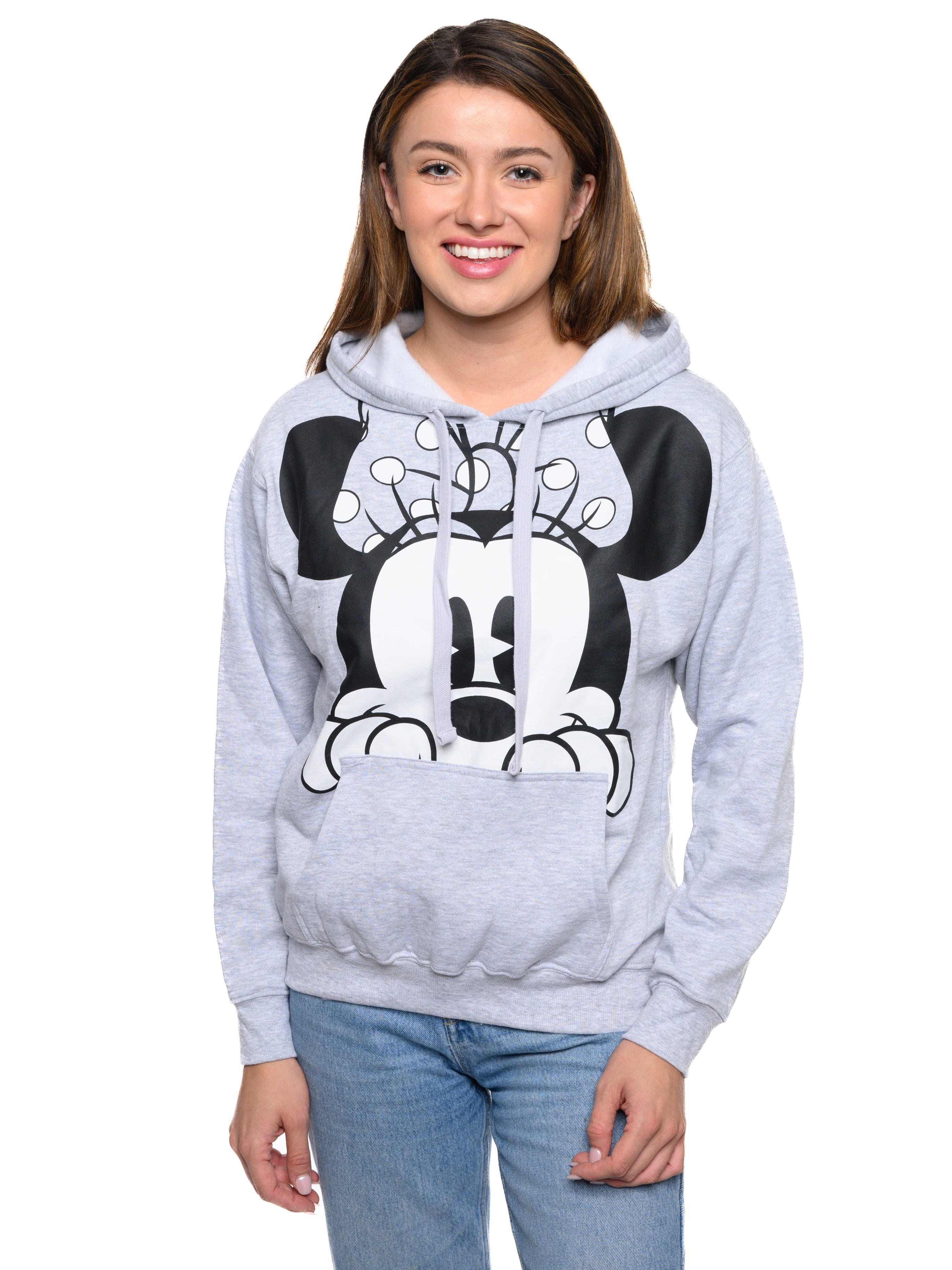 Disney Women Minnie Mouse Hoodie Peeking Pullover Sweatshirt