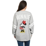 Disney Women Minnie Mouse Sweatshirt Jersey Long Sleeve Light Gray
