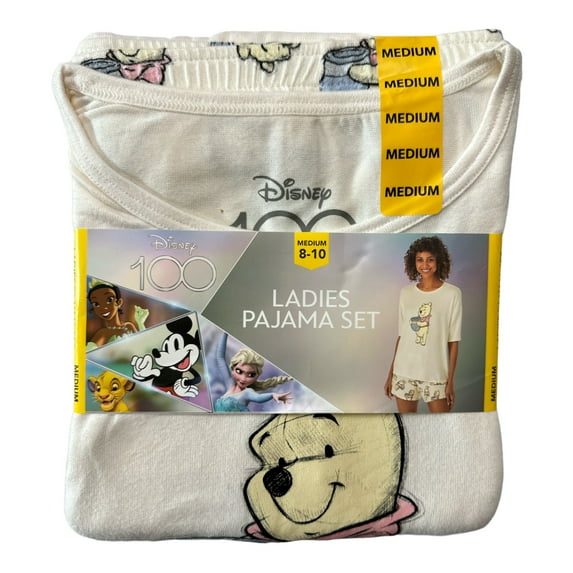 Disney Women's 100th Anniversary 2-Piece Short Sleeve & Short Pajama Set (Winnie The Pooh, S)