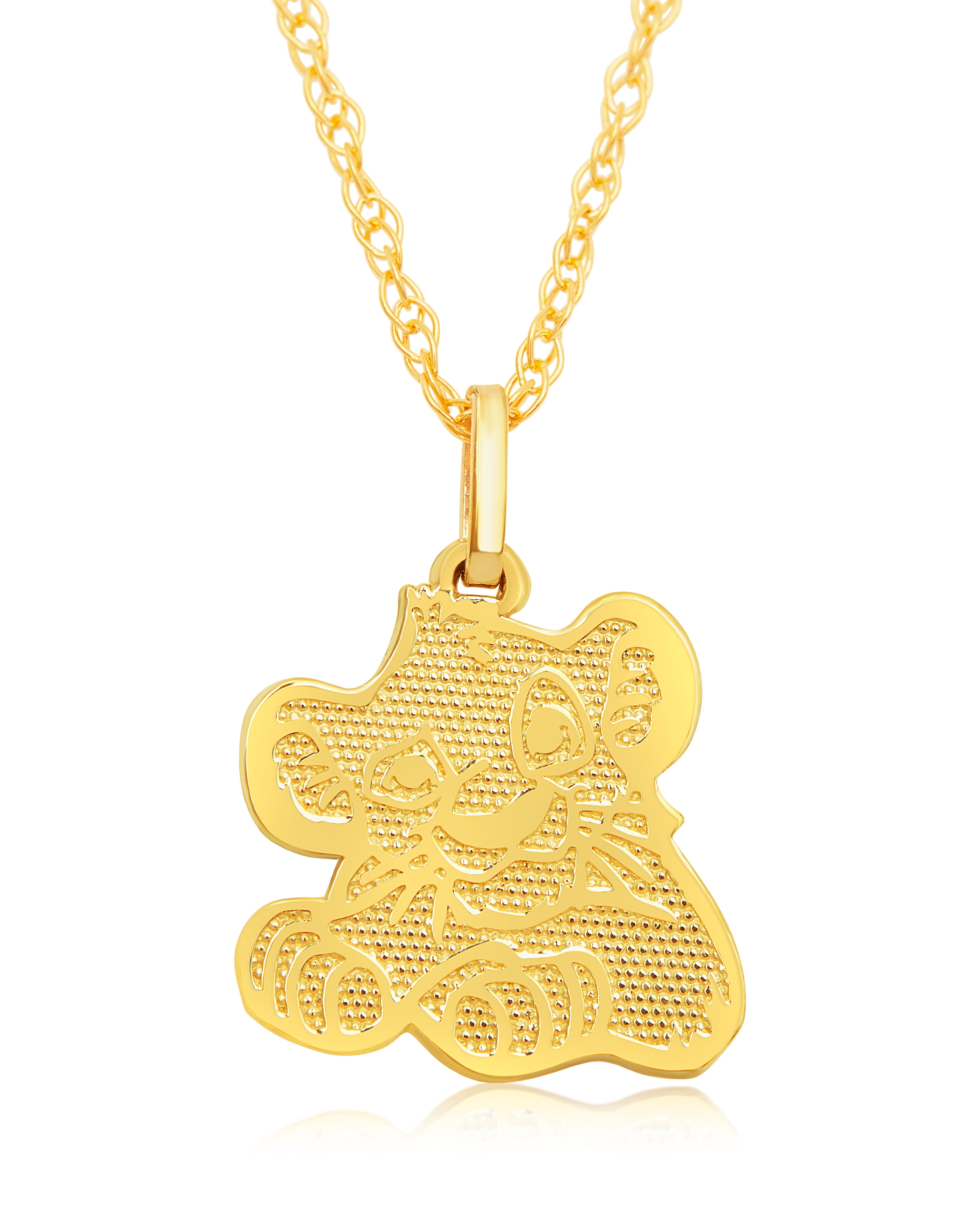 Disney Women's 14K Yellow Gold Simba Pendant Necklace, 18