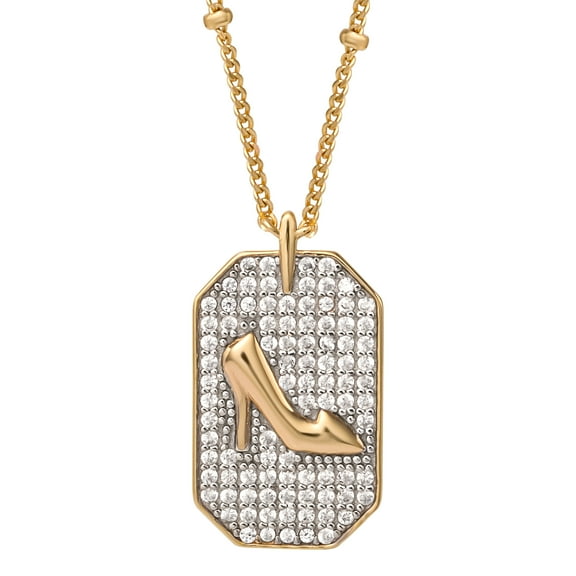 Disney Women's CZ Gold Plt Sterling Silver Cinderella Slipper Pendant