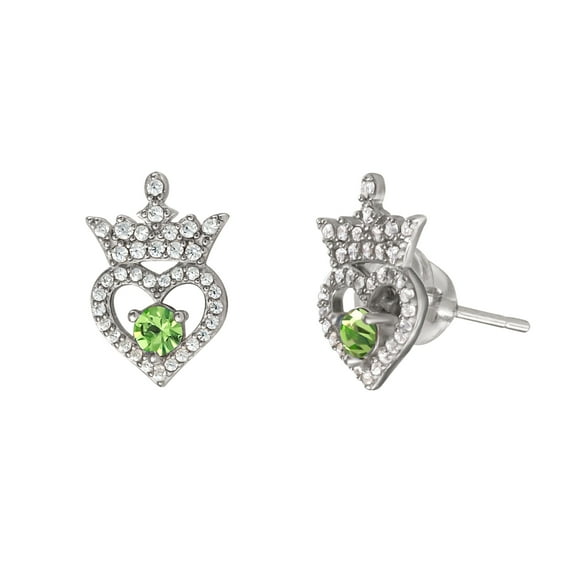 Disney Women's CZ Sterling Silver Birthstone Tiara Stud Earrings