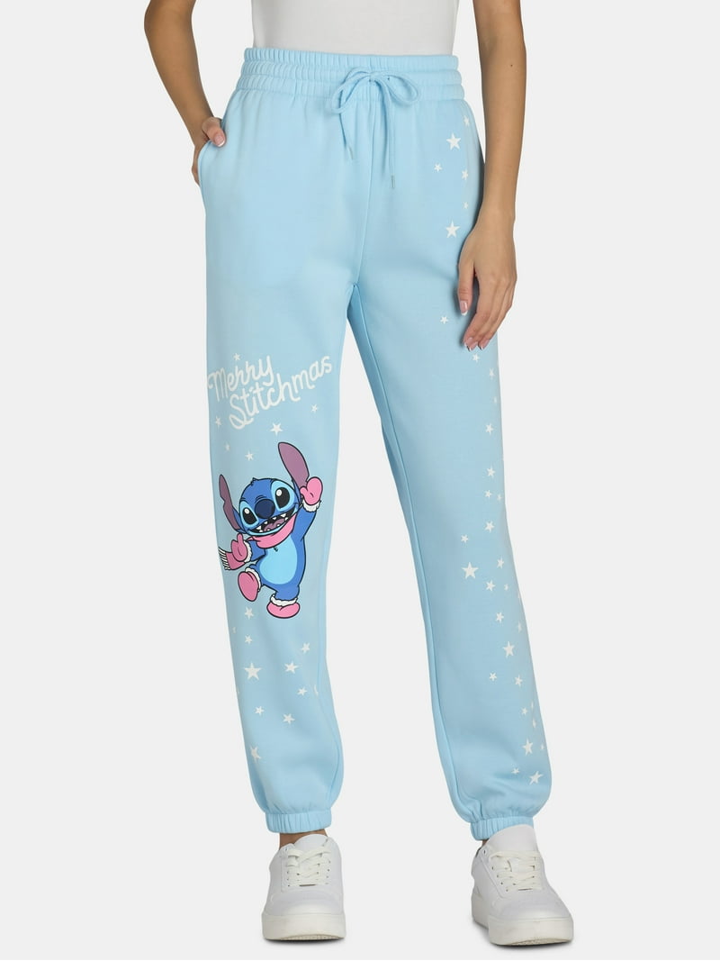 Disney Women's Christmas Stitch Graphic Jogger Pants, Sizes XXS