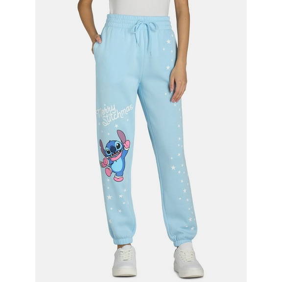 Disney Women’s Christmas Stitch Graphic Jogger Pants, Sizes XXS-XXL