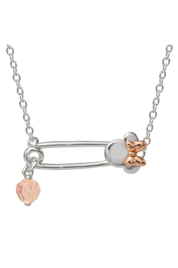 Women's Crystal Sterling Silver Minnie Mouse Pin Necklace, 18"
