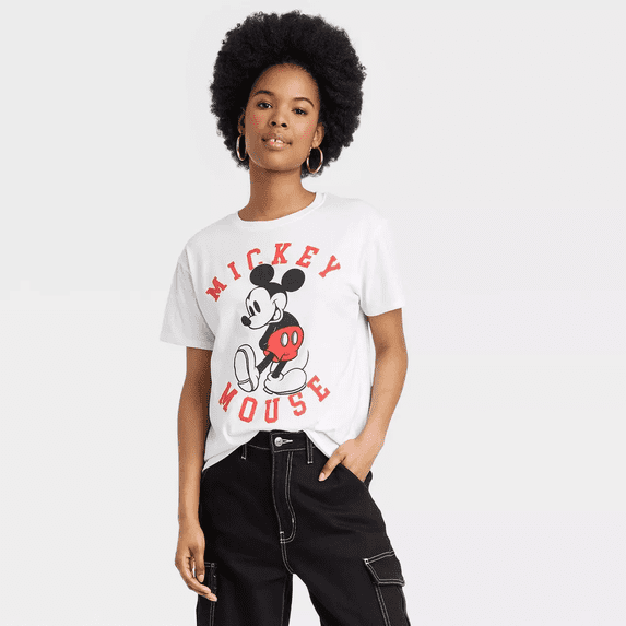 Disney Women's Disney Mickey Mouse Short Sleeve Graphic T-Shirt - White, Medium