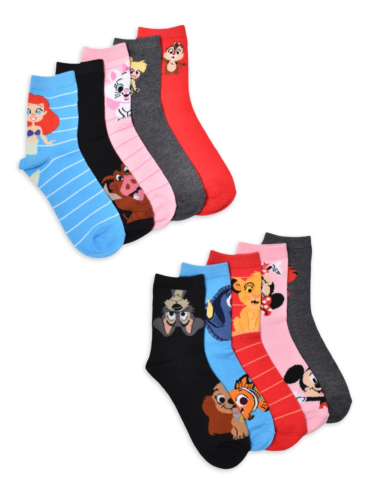 Disney Women s Graphic Crew Socks 10 Pack Shoe Sizes 4 10