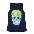 thumbnail image 1 of Disney Women's How Do You Get To Neverland Skull and Tinkerbell Adult Junior's Muscle Tank Top, 1 of 6