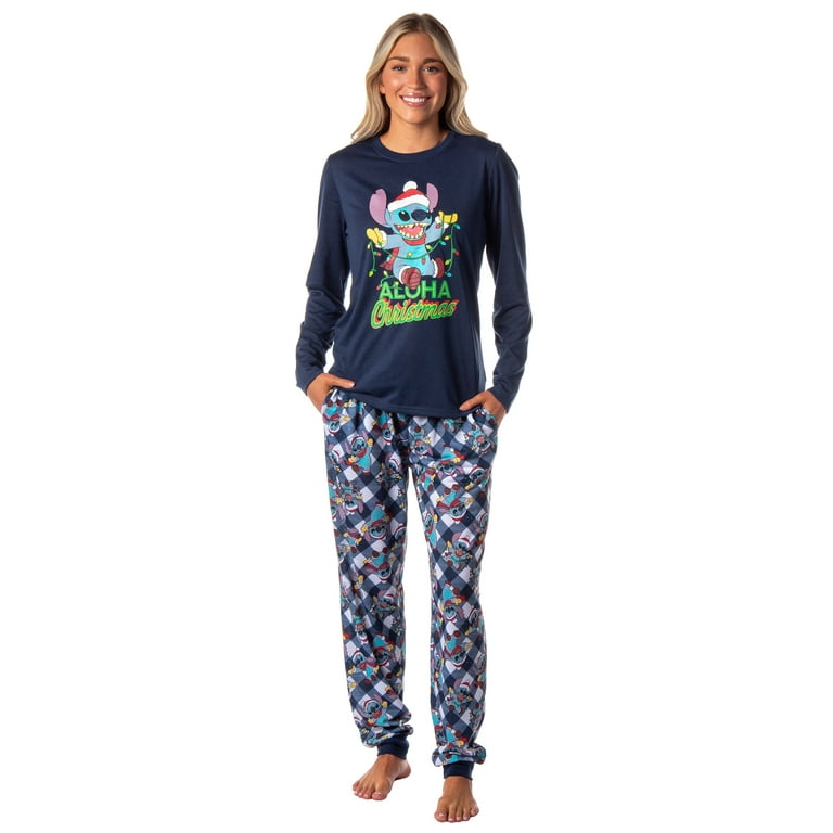 Disney Lilo Stitch Women s Christmas Character Jogger Sleepwear Pajama Set Walmart