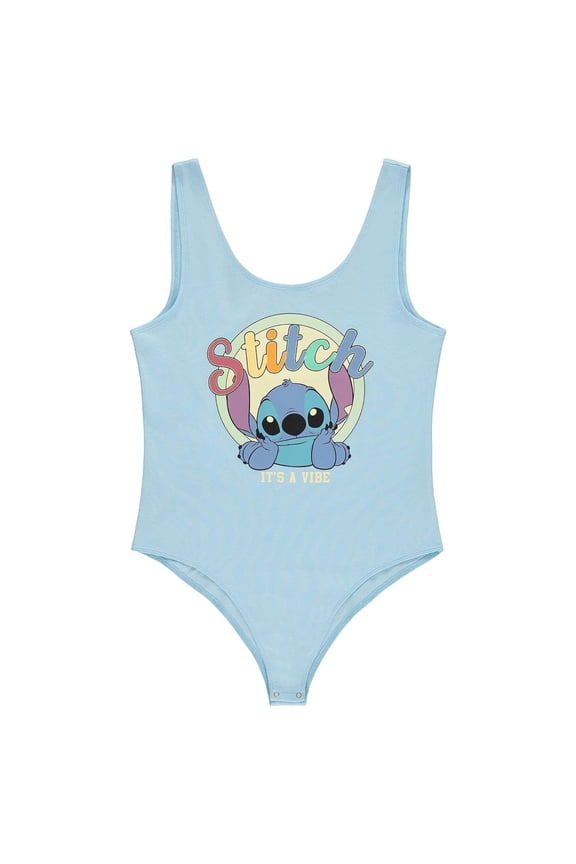 Women's Lilo and Stitch Bodysuit, Stitch Racer Back Tank Top Shapewear Light Blue – M