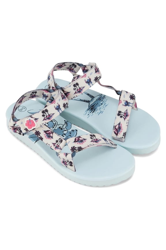 Women's Lilo and Stitch Sandals, Double Strap Slip-on Backstrap Sandals Light Blue – 11/12