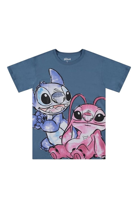 Women’s Lilo and Stitch Shirt, Classic Cartoon Graphic Print Stitch T-shirt Blue Angel - L