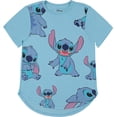 thumbnail image 1 of Disney Women's Lilo and Stitch Shirt, Classic Curved Hem Cartoon Printed Stitch T-Shirt Blue – M, 1 of 4