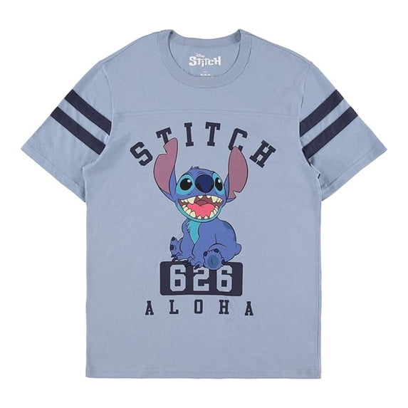 Disney Women's Lilo and Stitch Shirt, Graphic Print Sporty Stitch T-shirt Slate – XS