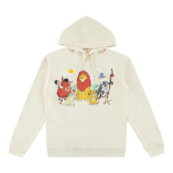 Disney Women's Lion King Hoodie, Graphic Print Cartoon Simba and Lion King Sweatshirt Ivory - M