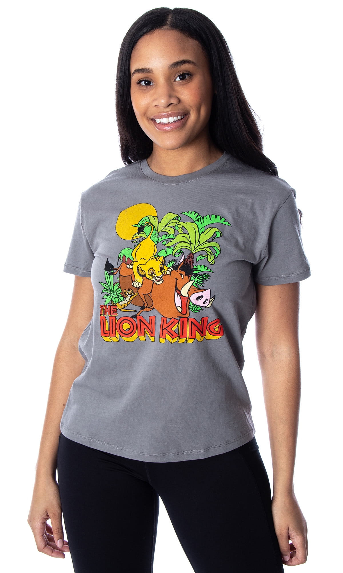 Disney Women s Lion King Shirt Simba Timon Pumbaa Distressed Print Adult T Shirt Tee
