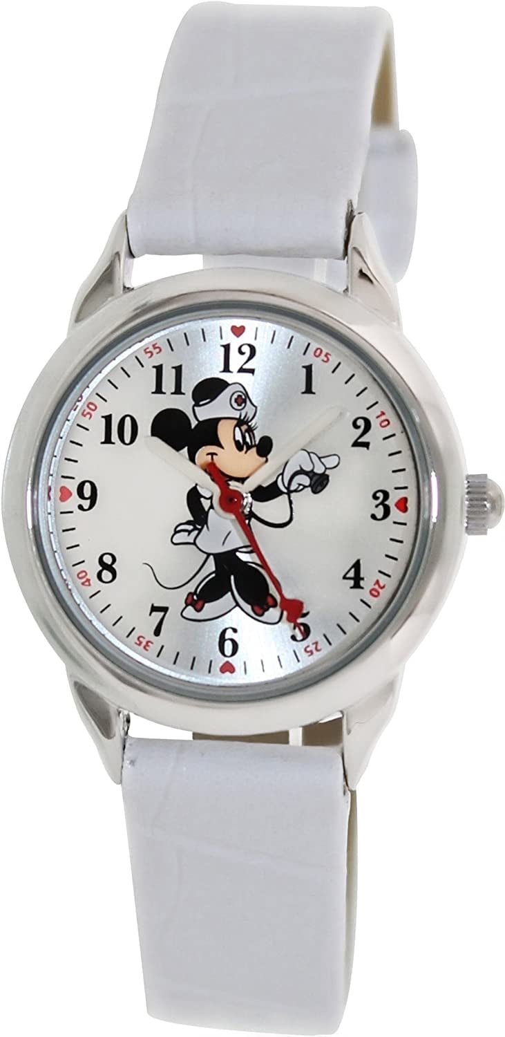 Disney Women's MCK308 Minnie Mouse Nurse White Strap Watch