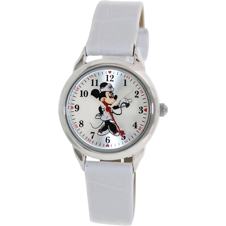 Disney Women's MCK308 Minnie Mouse Nurse White Strap Watch