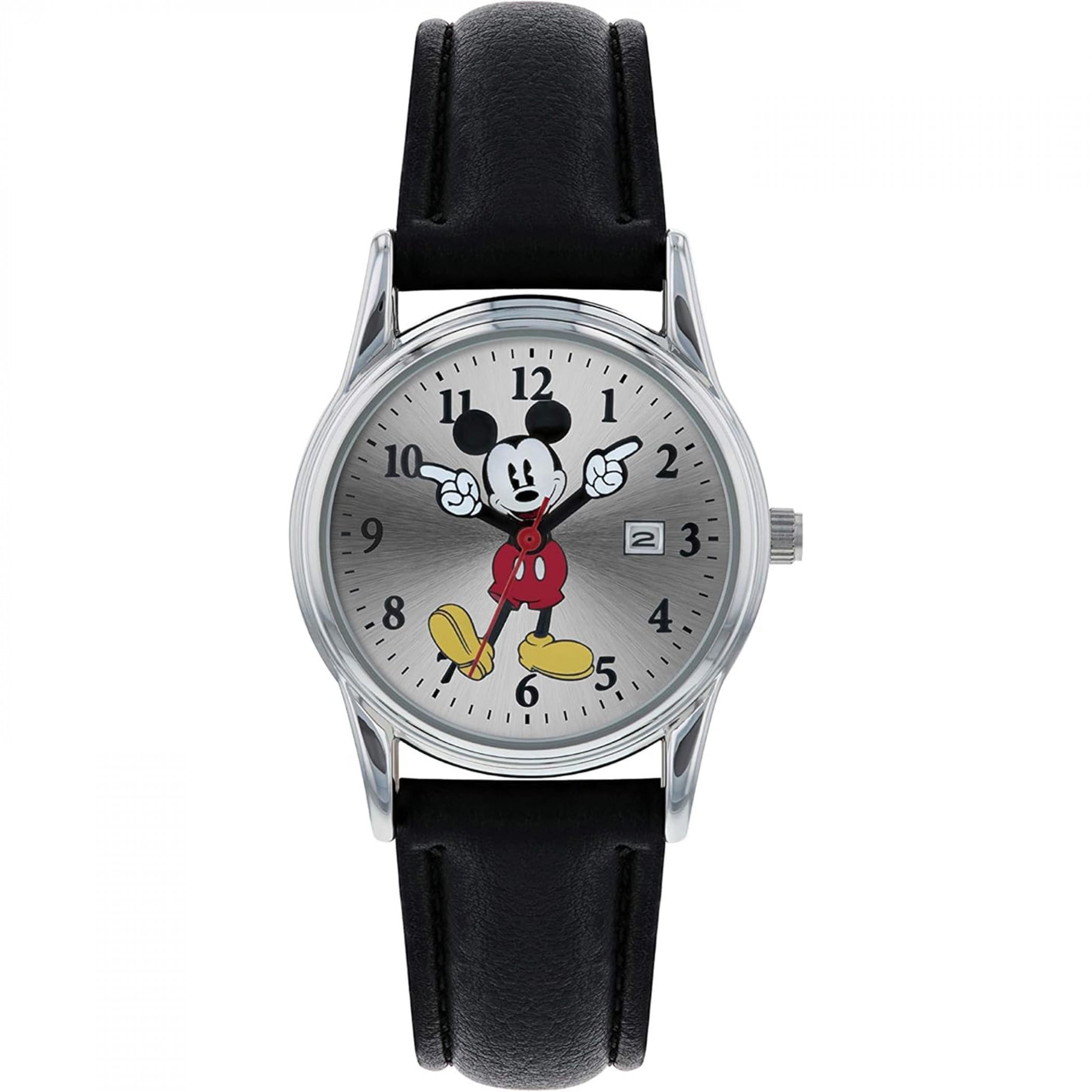 Disney Women's MK1003 Mickey Mouse Black Leather Strap Watch