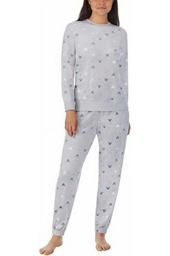 Women's Mickey Minnie Mouse Silky Stretch Fleece Pajama Set, Gray XS