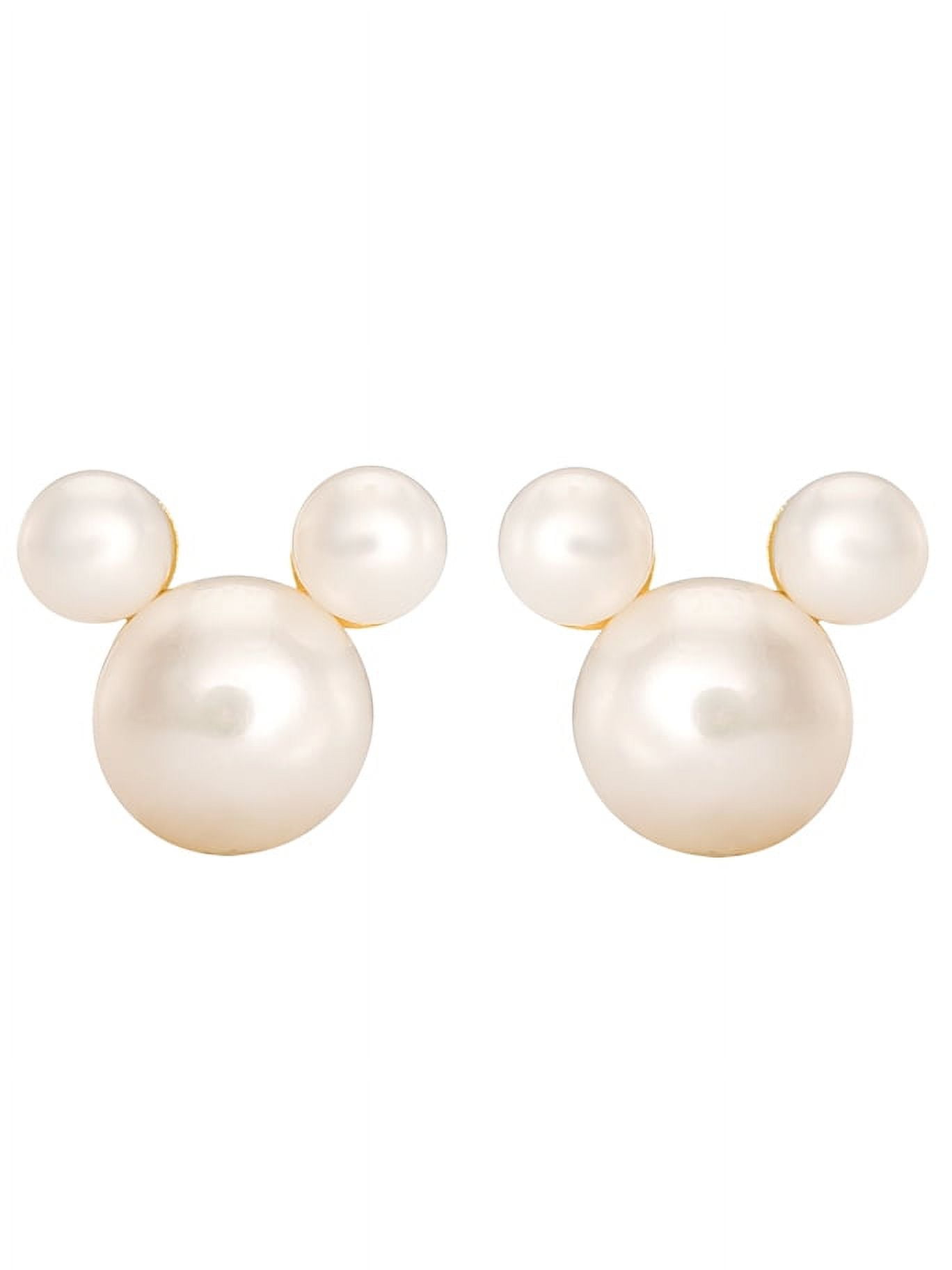 Disney- Women's Mickey Mouse 10kt Gold Freshwater Cultured Pearl Stud Earrings