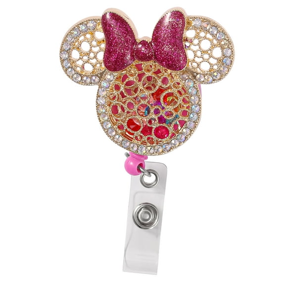 Disney Women's Minnie Mouse Badge Reel, Retractable ID Card Badge Holder with Alligator Clip