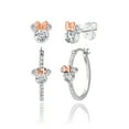thumbnail image 1 of Disney Women's Minnie Mouse CZ Silver Plated Hoop and Stud Earring Set, 1 of 5