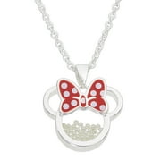 DISNEY Women's Minnie Mouse June Birthstone Silver Plated Shaker Pendant Necklace, 18+2 Extender