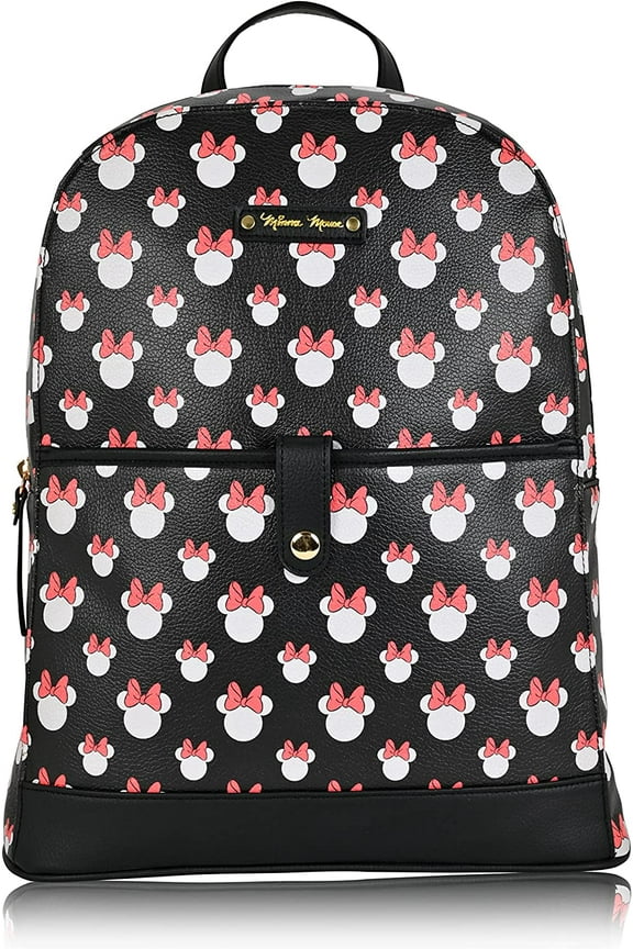 Womens Minnie Mouse Pattern Mini Backpack, Black